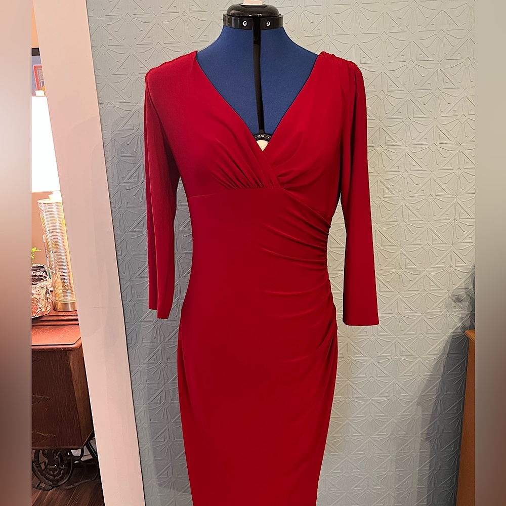 Lauren Ralph Lauren red faux wrap dress